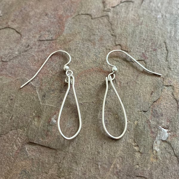 Elegant Tear-drop Shaped Earrings in Sterling Silver