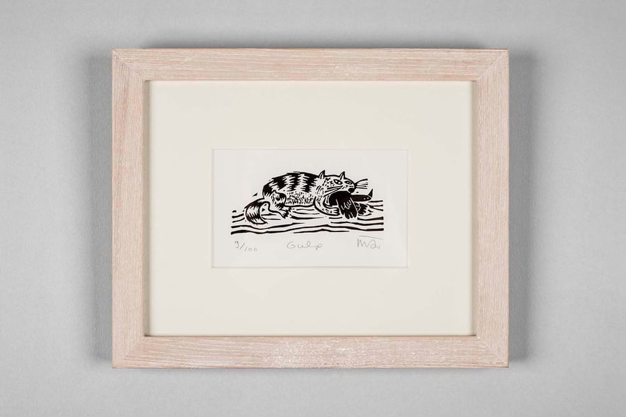 Gulp - cat lino print 