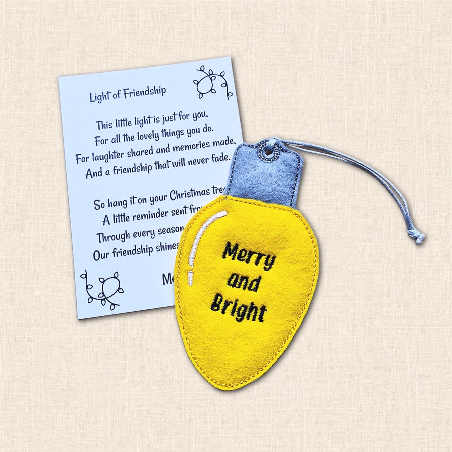 Light of Friendship Christmas Tree Decoration - Light Bulb Ornament