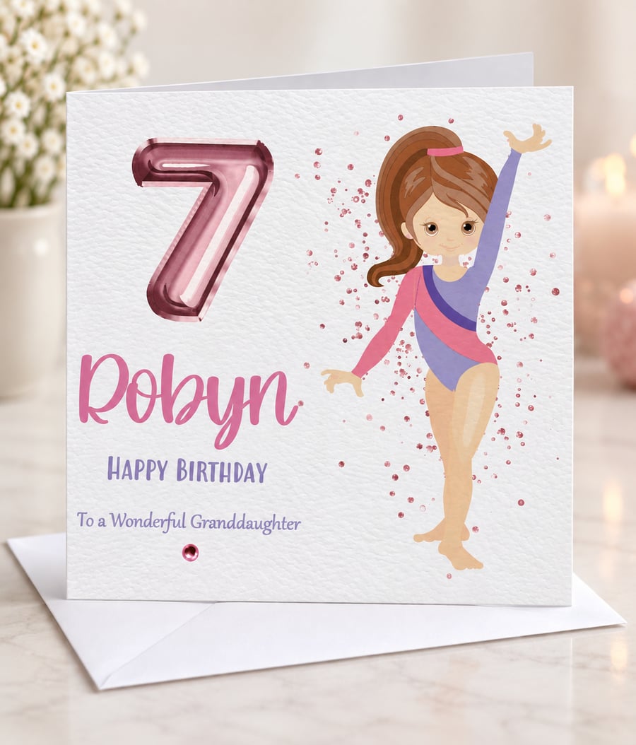 Image of Personalised Gymnast Birthday Card For Her Happy Birthday Daughter Niece etc