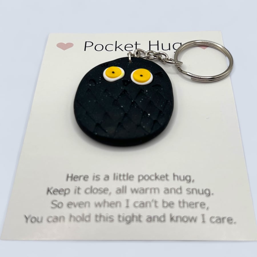 Stardust Black Glitter Pocket Hug Keychain or Bag Charm