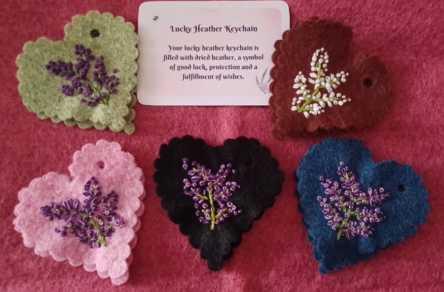 Handmade Lucky Heather Keychains or Bag Charms