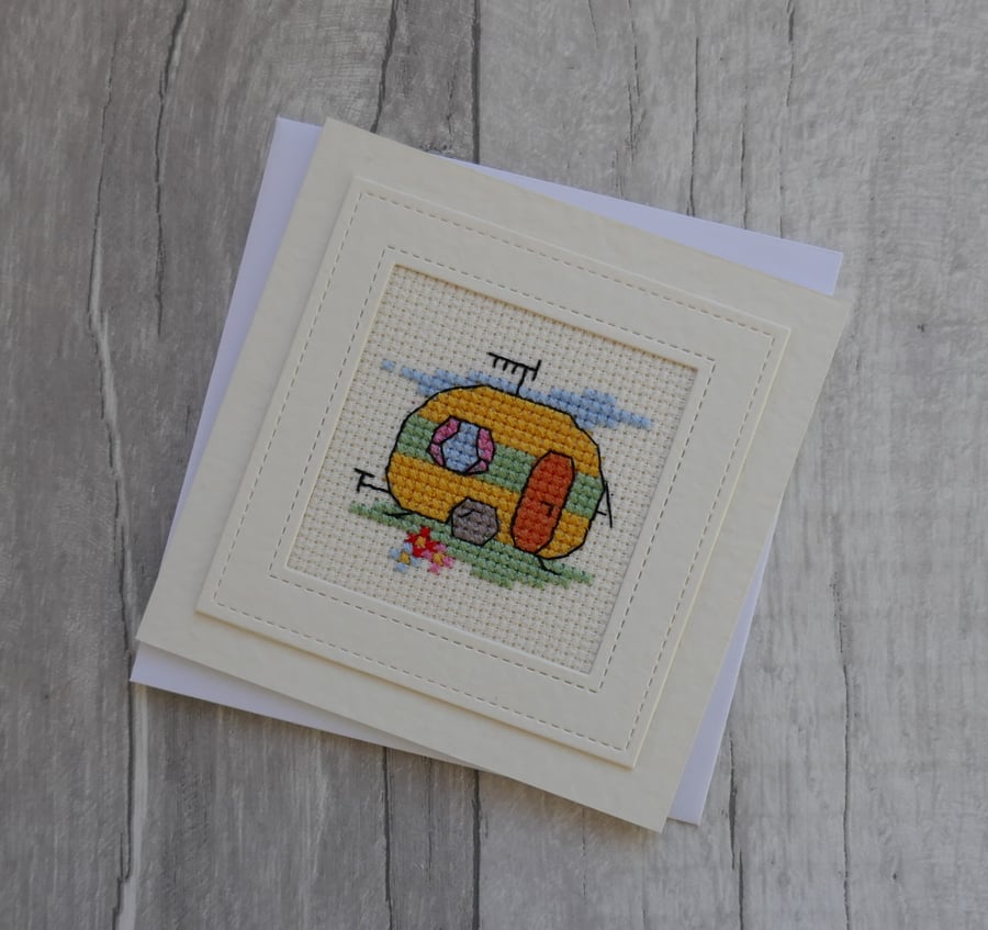 Cross Stitch Caravan - Blank Greetings Card