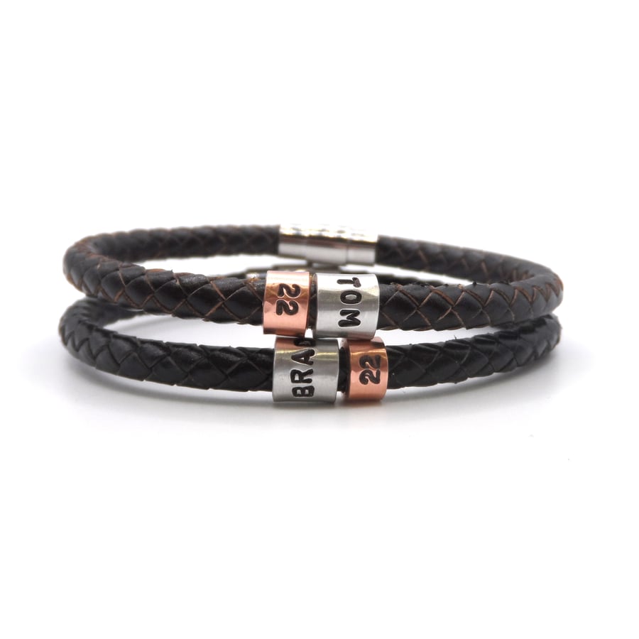 22nd Birthday Personalised Leather Bracelet – Gift Boxed - Free Delivery