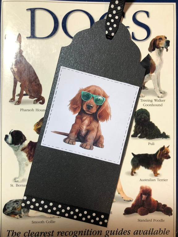 Irish Setter Dog Bookmark: Handmade Ribbon Page Marker- Personalisation optional