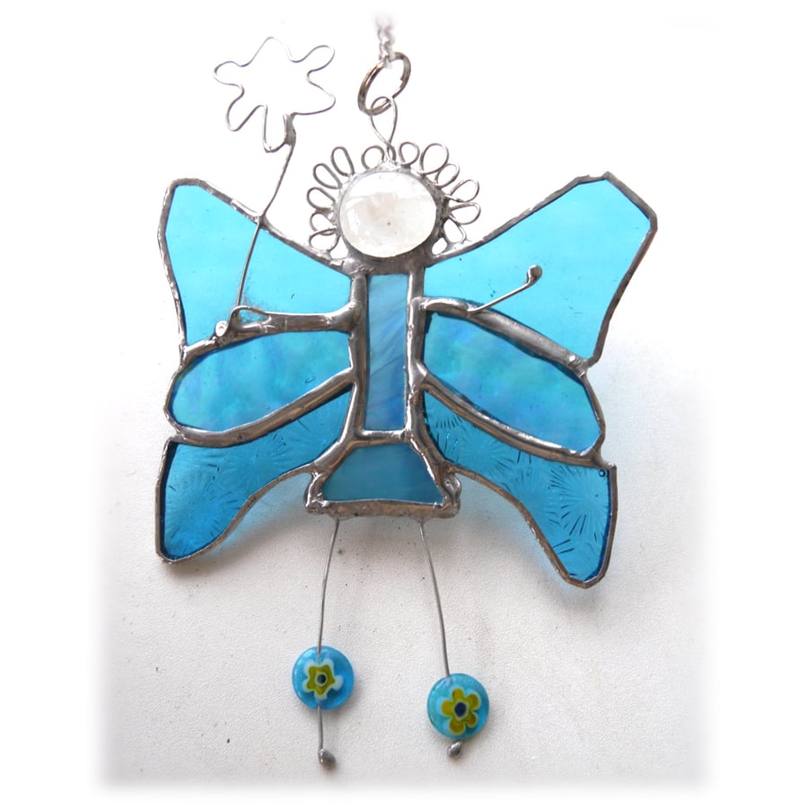 Fairy Angel Suncatcher Stained Glass Turquoise 031