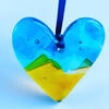 Ukraine appeal charity heart(fused glass heart)