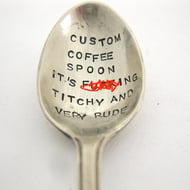 Rude Personalised Coffeespoon, Handstamped Vintage Naughty Spoon for Grownups