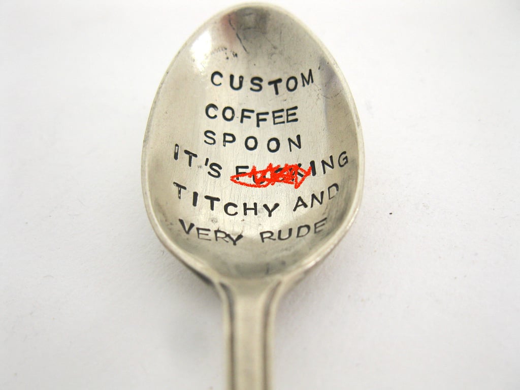 Rude Personalised Coffeespoon, Handstamped Vintage Naughty Spoon for Grownups