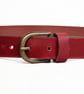 Burgundy Red Full Grain Leather Belt Brass Buckle Womens Belt 25mm 1 Inch - Image 4