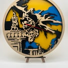 Dark Knight, layered laser cut 30cm Clock