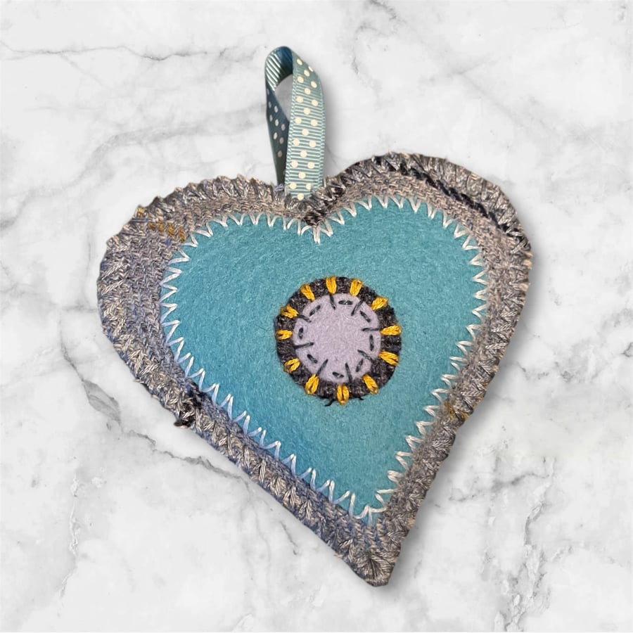 Hand stitched Lavender Heart