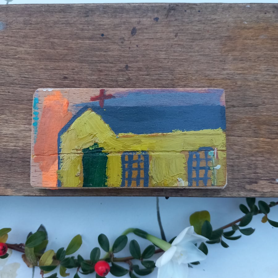 Miniature oil painting. 'Chapel'