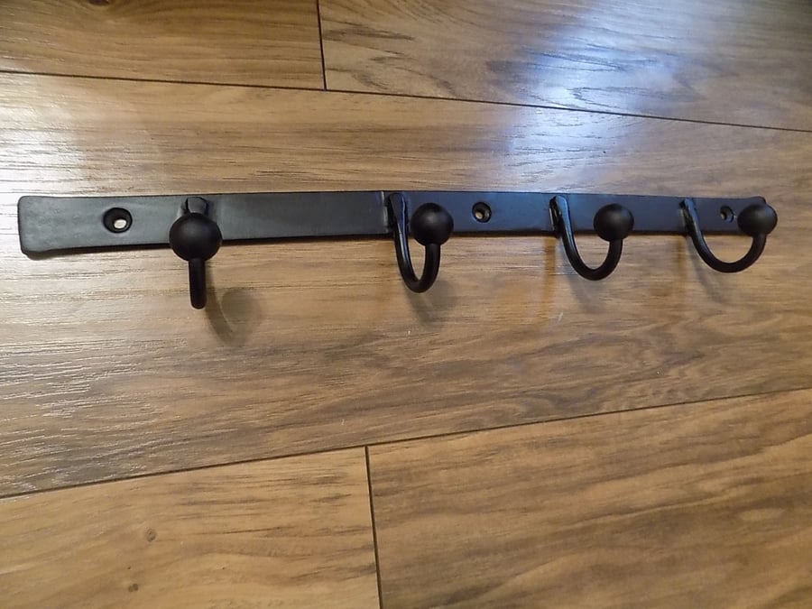 4 Hook Robe Rail....................Wrought Iron (Forged Steel) Free Fitting Kit