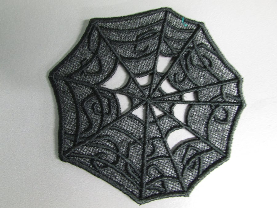 Embroidered Lace Spider Web Applique you choose colour