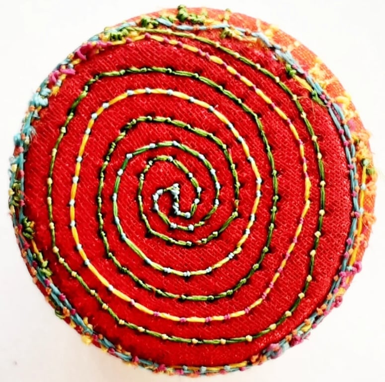 Buttons 1 inch button Hand Dyed Silks and Cottons Free Machine Embroidery Button