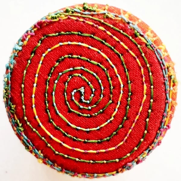Buttons 1 inch button Hand Dyed Silks and Cottons Free Machine Embroidery Button