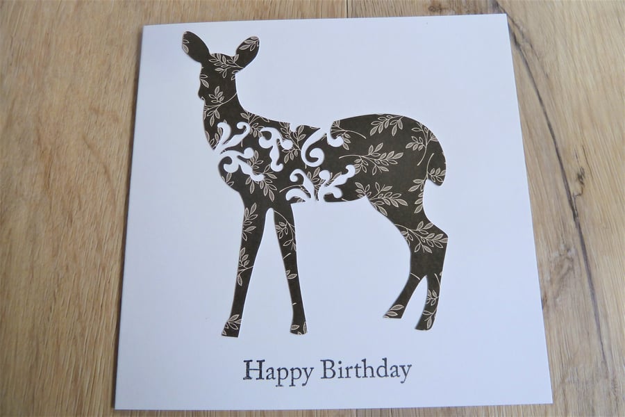 deer happy birthday card