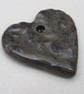 Medium Obsidian Brocade Texture Heart Shaped Ceramic Pendant - Image 4