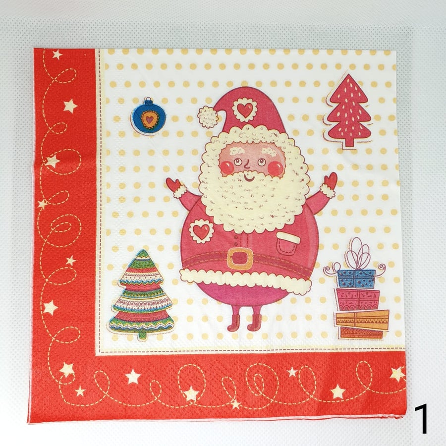 5 Pcs 33cm x 33cm Christmas Santa Claus Tissue Paper Decoupage