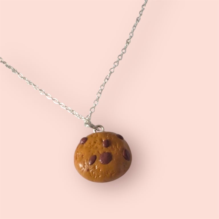 Chocolate Chip Cookie Necklace, Polymer Clay Biscuit Pendant, Cute Gift For Her