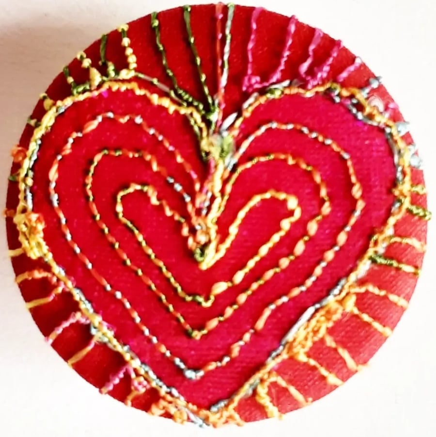 Buttons 1 inch button Hand Dyed Silks and Cottons Free Machine Embroidery Button