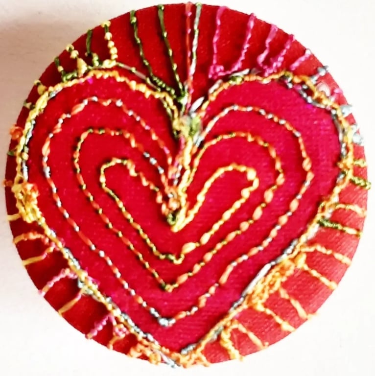Buttons 1 inch button Hand Dyed Silks and Cottons Free Machine Embroidery Button