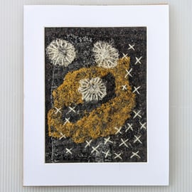 Coastal inspired Textile Art - MOUNTED to fit 8" x 10" frame 