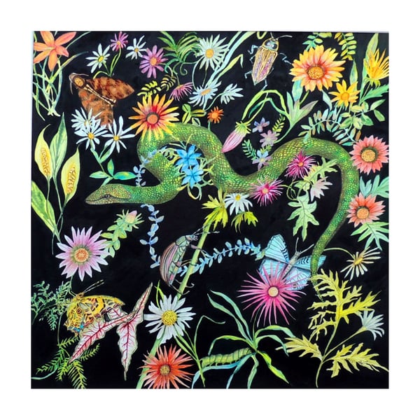  Flowers, Butterflies & Snake Watercolour Painting Decorative Botanical  Art