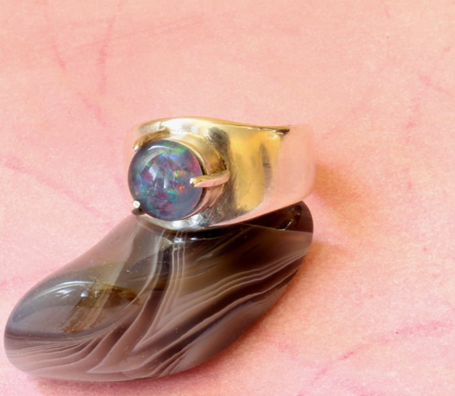 Silver Ring - Opal Ring - Handmade Ring  Birthstone Ring Made to Order, Any Size
