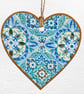 Blue Diamond: Decoupaged Wooden Hanging Heart 15cm (6") - Image 1