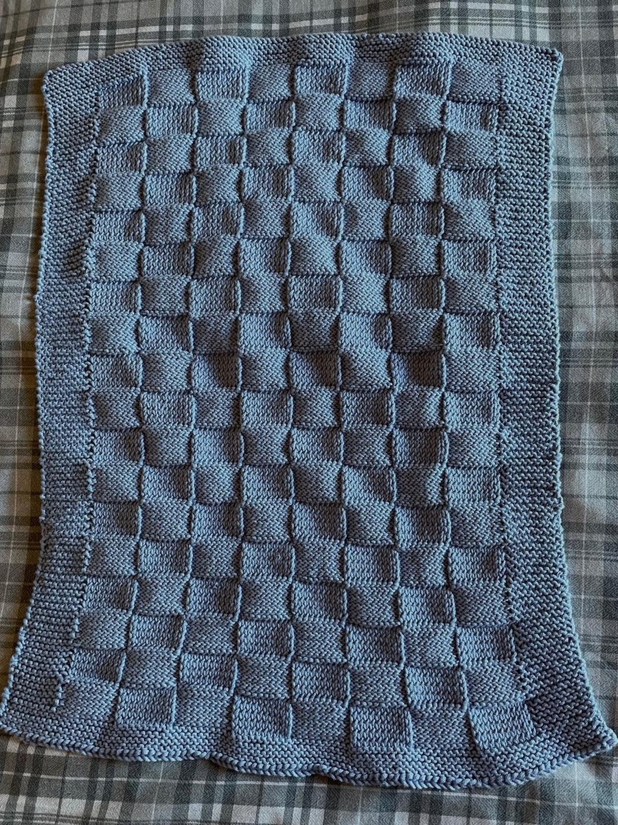 Blue Handknitted Blanket