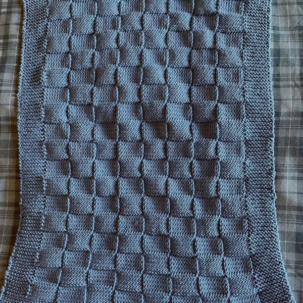 Blue Handknitted Blanket