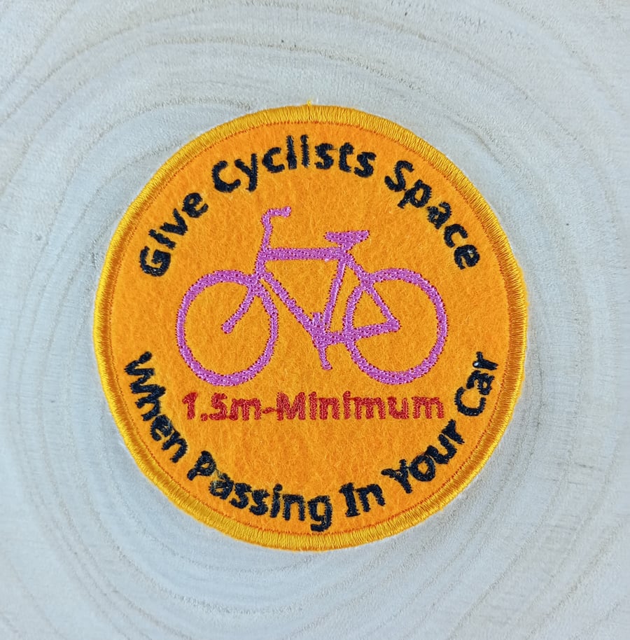 Gifts for Keen Cyclists - Embroidered patch Give Cyclists Space