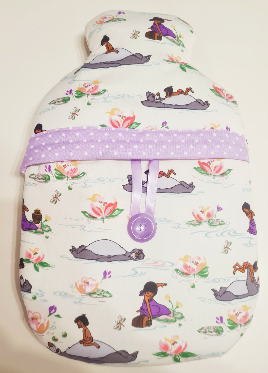 Hot Water Bottle Cover made in Cath Kidston Jungle Book fabric (with bottle)