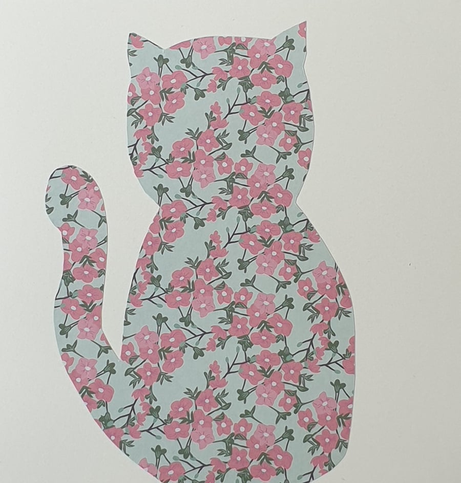 Floral Cat Card (Blank Inside) 