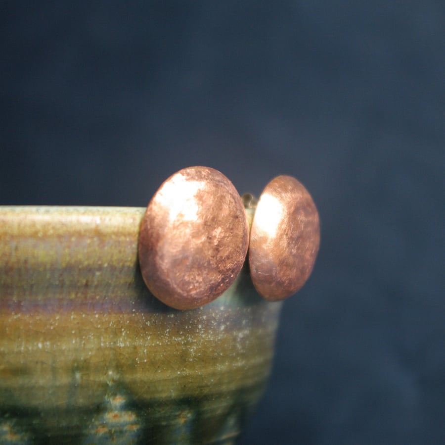 Large Copper Dome Stud Earrings