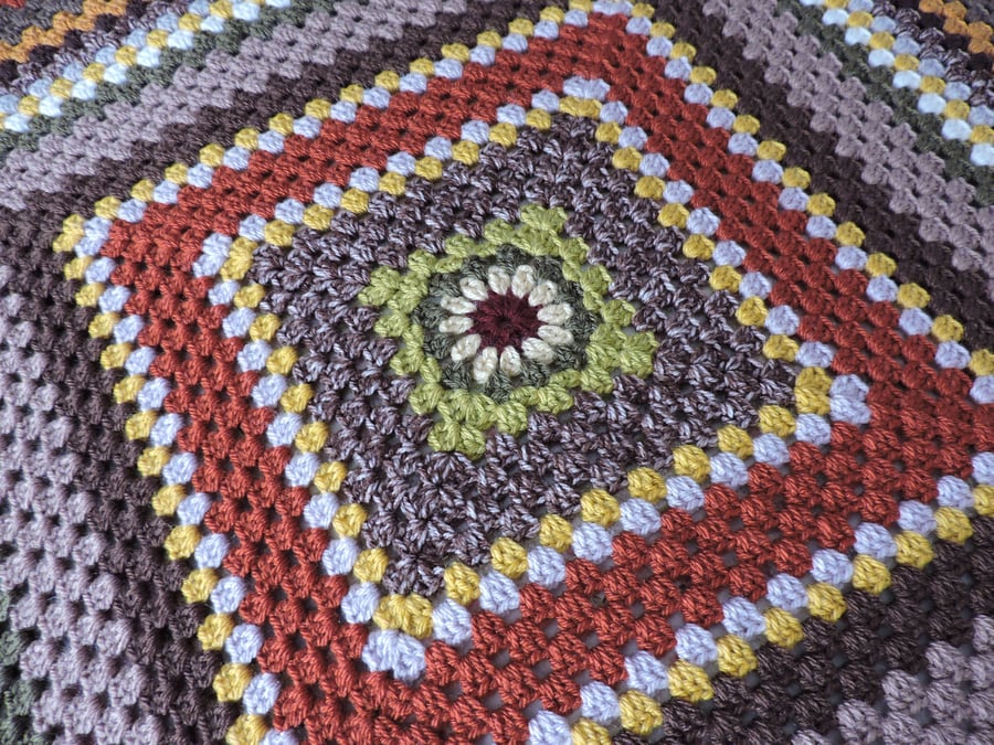 Crochet Lap Blanket Picnic Blanket Autumnal Colours