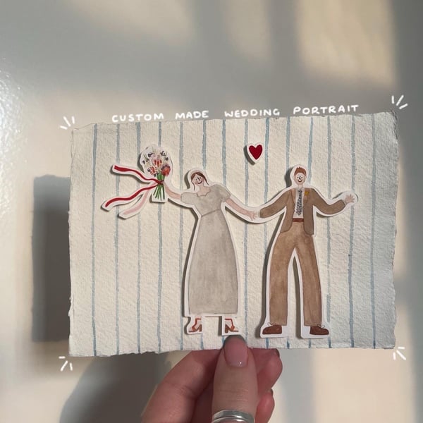 Custom Wedding Portrait - Handmade A6 Anniversary Gift