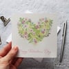 Floral Love Heart Valentine's Day Card Hand Designed By CottageRts