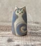 Handmade small grey cat vase