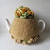 Tea cosy Tea cosie - caramel with whirly - twirly flowers