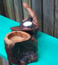 Hand-carved rustic wood pipe stand - Image 4