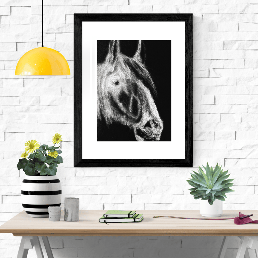 horse art print, pony wall art, horse lovers gift, shire horse
