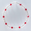 Dainty sterling silver bracelet with red Swarovski bicones