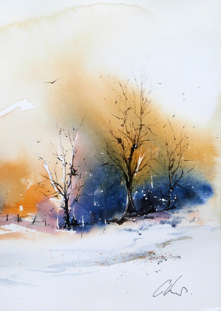 Treeline, Original Watercolour Painting.