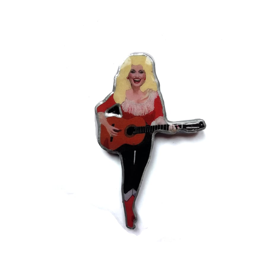 Dolly Parton Country Style with Guitar Musical Statement Brooch by EllyMental