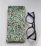 Holly Print Quilted Fabric Glasses Case