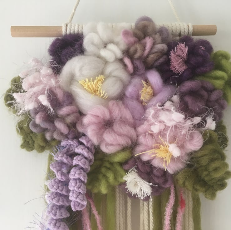 Floral textile woven wall hanging, Nursery deco... - Folksy - Hand-Embroidered Textile Wall Decor For Nursery
