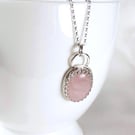 Sterling Silver Rose Quartz Pendant Necklace, Genuine Rose Quartz, Handmade UK